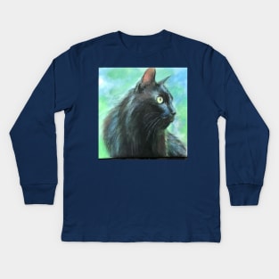 A Black Cat on a Bright Day Kids Long Sleeve T-Shirt